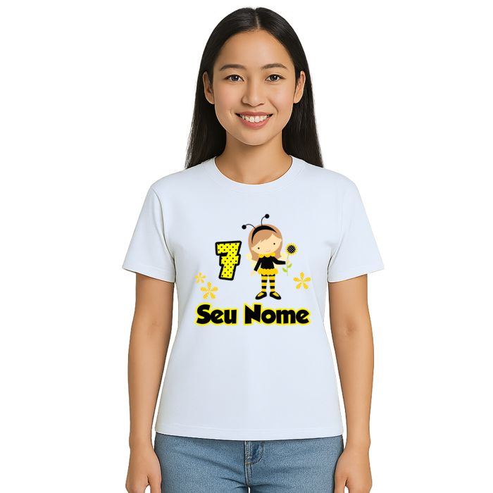 Camiseta Abelha Girl Aniversário Estampa Personalizada