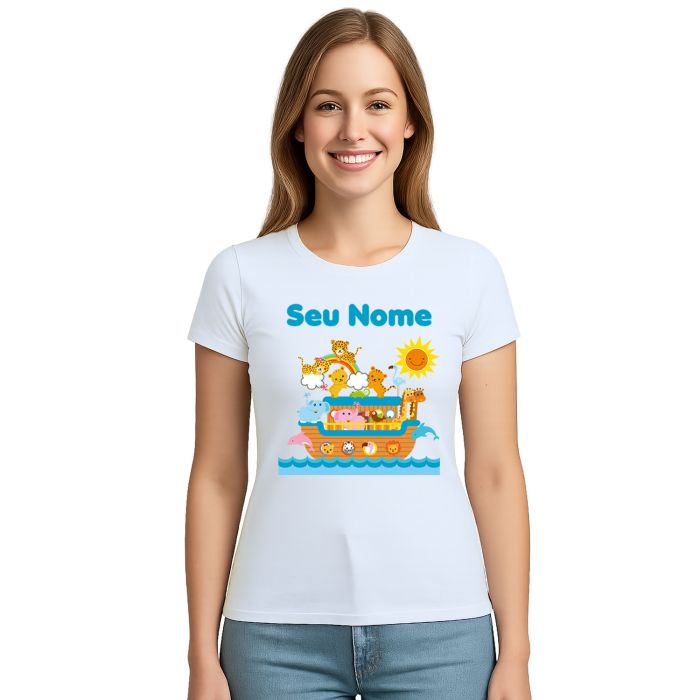 Camiseta Arca de Noé Bichos Menino Personalizada