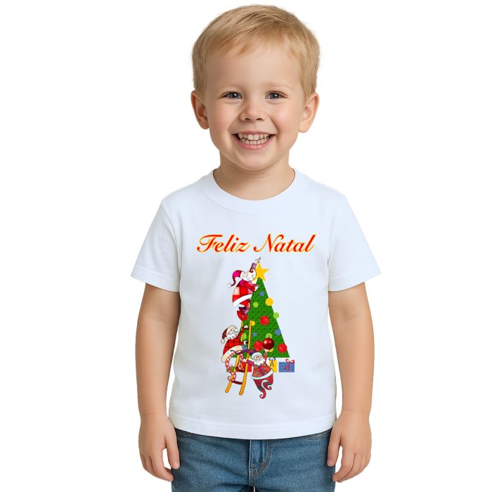 Camiseta Árvore Natal Papai Noel Natalina Personalizada