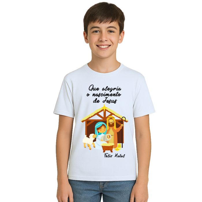 Camiseta Natalina Presépio Natal Estampa Personalizada