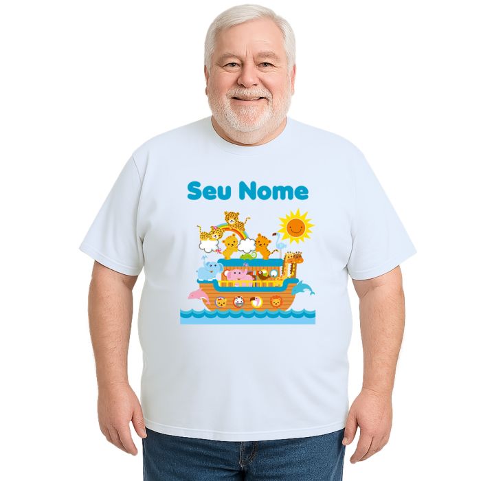 Camiseta Arca de Noé Bichos Menino Personalizada