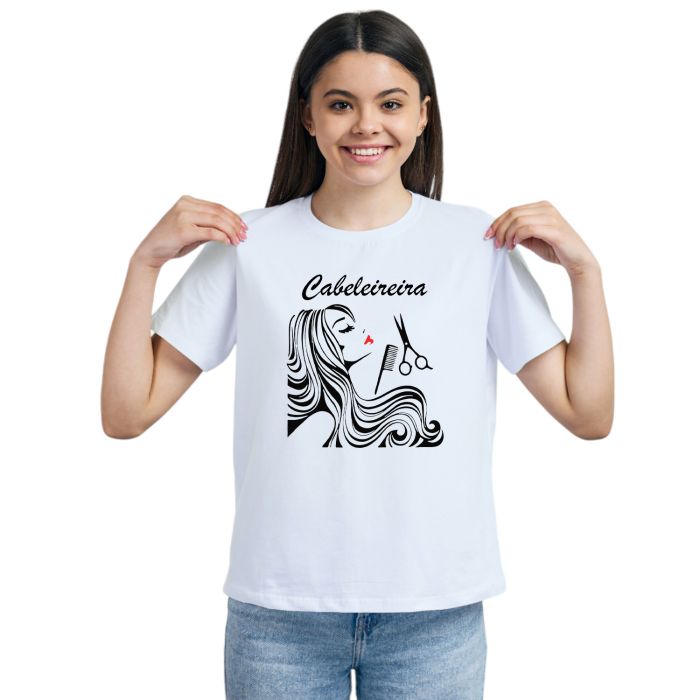 Camiseta Cabeleireira Pente Tesoura Estampa Personalizada
