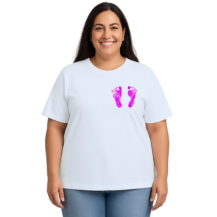Camiseta Pezinho Rosa No Coração Estampa Personalizada