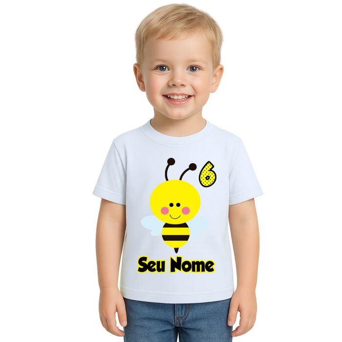 Camiseta Abelha Asas Aniversário Estampa Personalizada