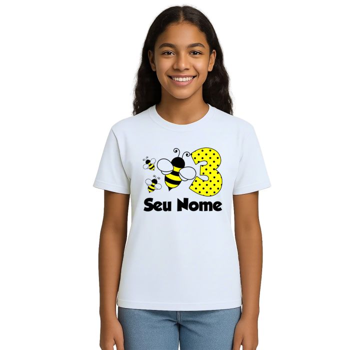 Camiseta Abelha Aniversário Estampa Personalizada