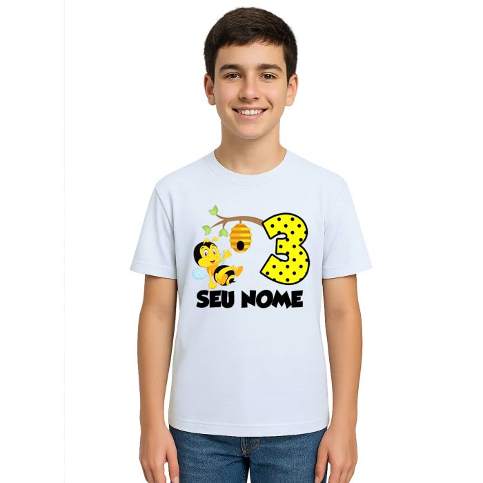 Camiseta Abelha Colmeia Aniversário Personalizada