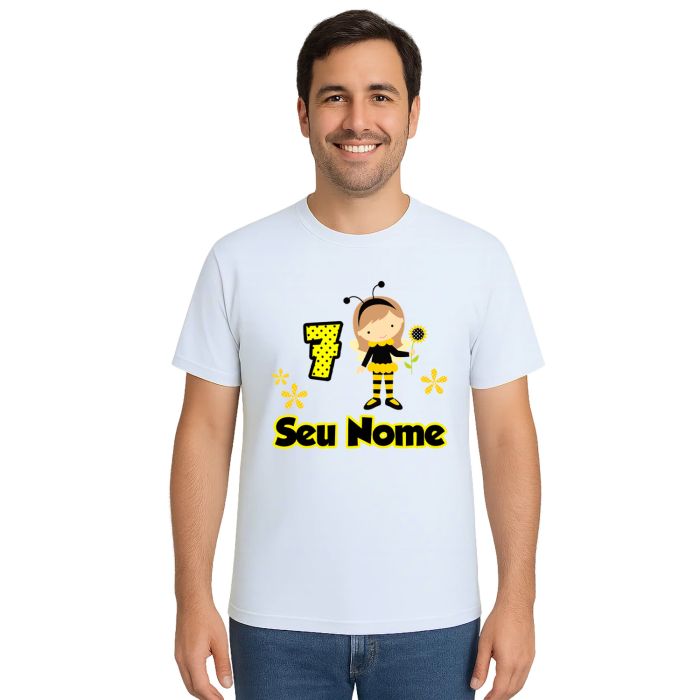 Camiseta Abelha Girl Aniversário Estampa Personalizada