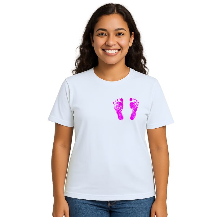 Camiseta Pezinho Rosa No Coração Estampa Personalizada
