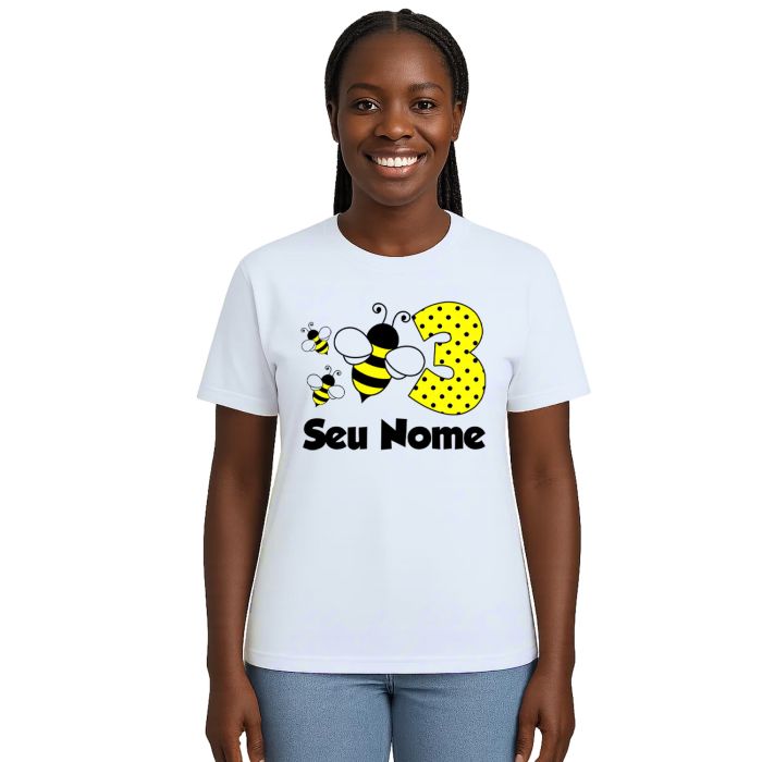 Camiseta Abelha Aniversário Estampa Personalizada