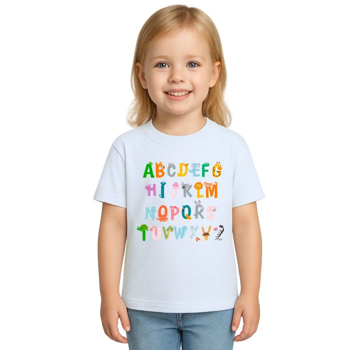 Camiseta Alfabeto Divertido Animais Personalizada