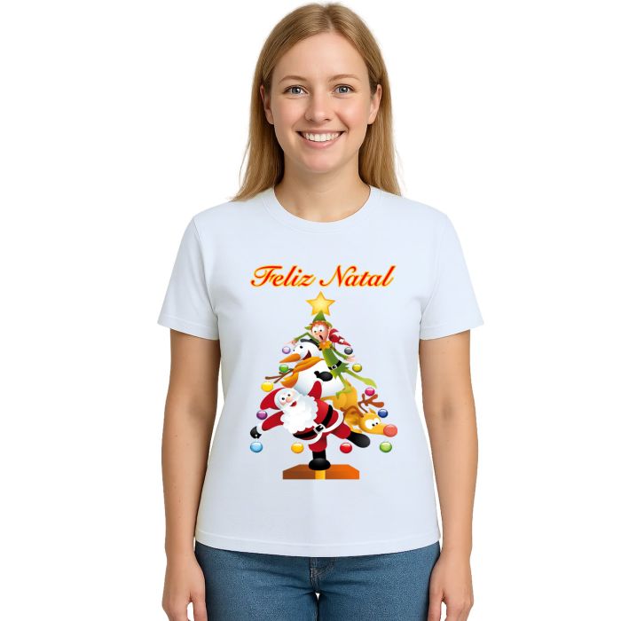 Camiseta Natalina Árvore Natal Estampa Personalizada