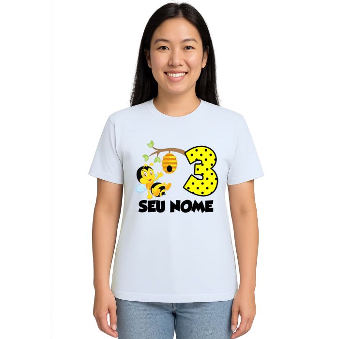 Camiseta Abelha Colmeia Aniversário Personalizada