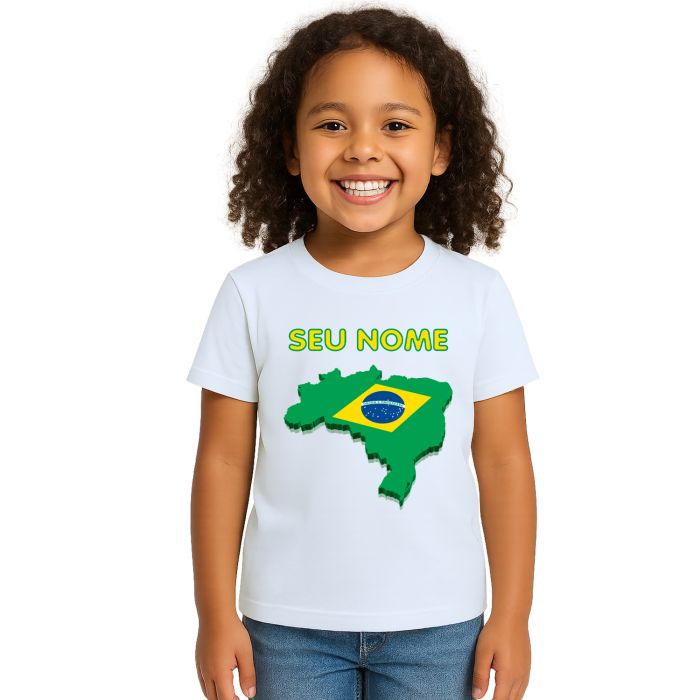 Camiseta Brasil Mapa Com Nome Estampa Personalizada