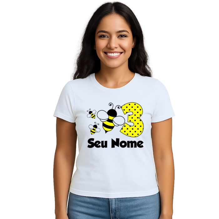 Camiseta Abelha Aniversário Estampa Personalizada