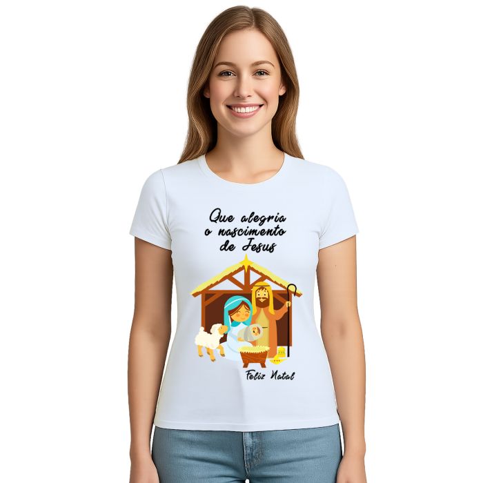 Camiseta Natalina Presépio Natal Estampa Personalizada