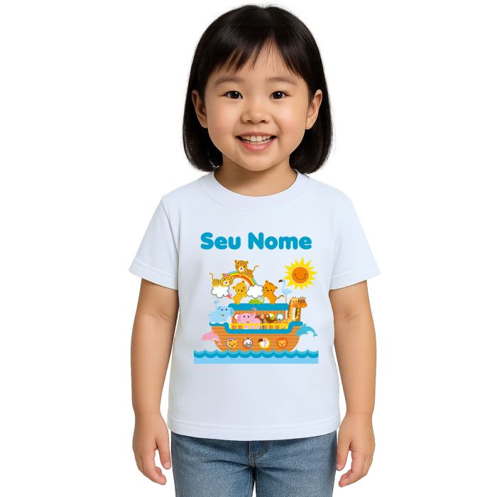 Camiseta Arca de Noé Bichos Menino Personalizada