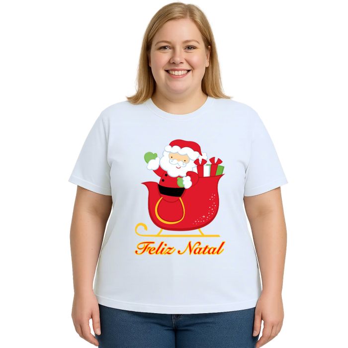Camiseta Natal Trenó Papai Noel Estampa Personalizada