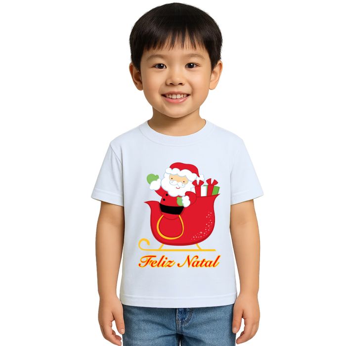 Camiseta Natal Trenó Papai Noel Estampa Personalizada