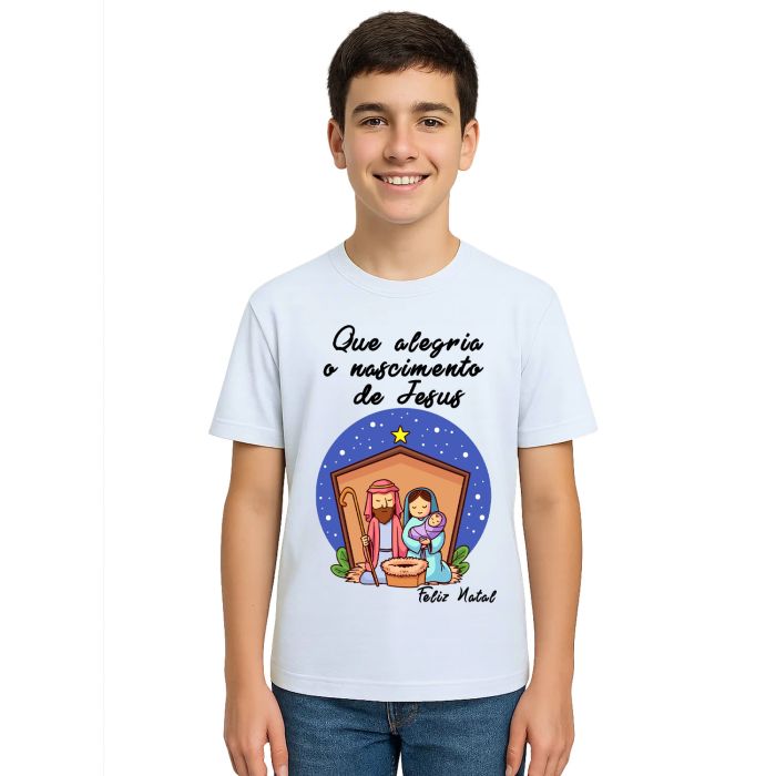 Camiseta Natalina Nascimento de Jesus Personalizada