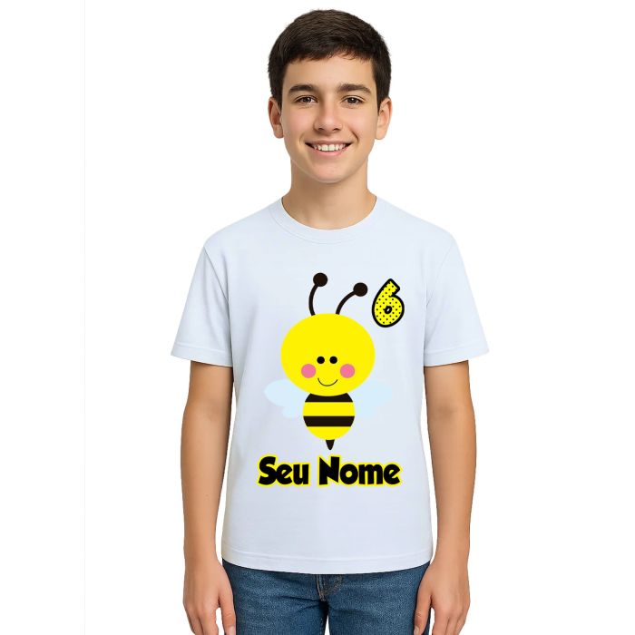 Camiseta Abelha Asas Aniversário Estampa Personalizada