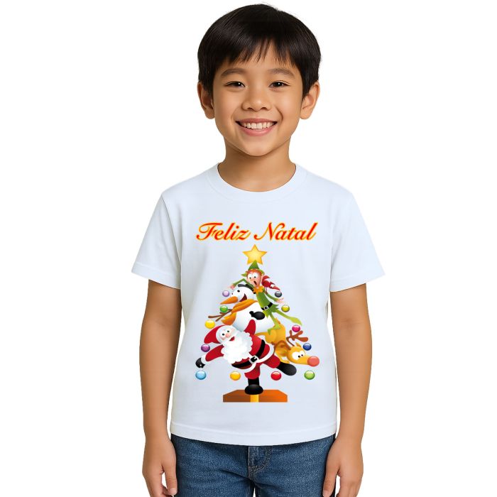 Camiseta Natalina Árvore Natal Estampa Personalizada