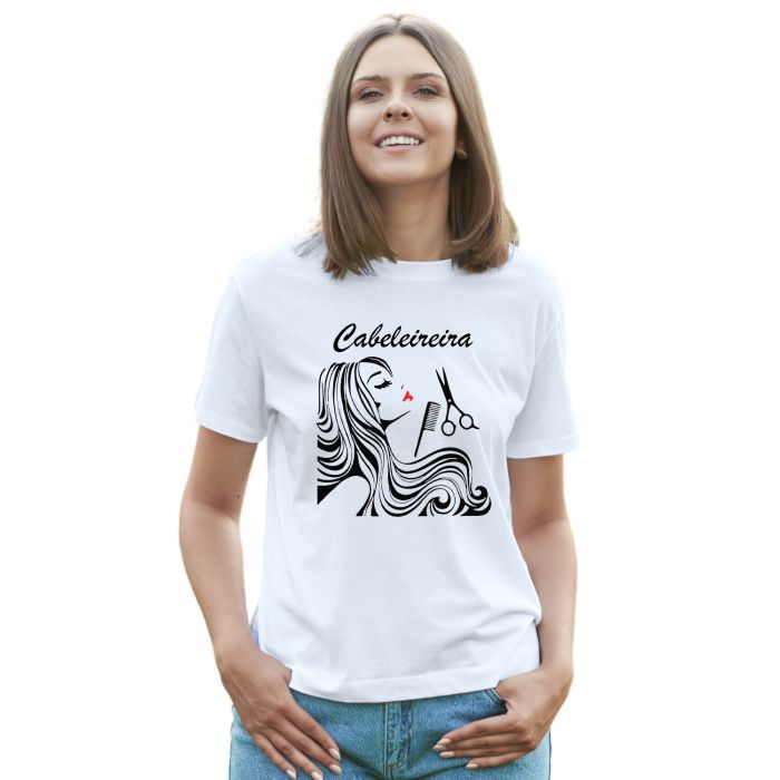 Camiseta Cabeleireira Pente Tesoura Estampa Personalizada