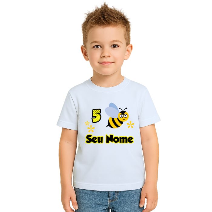 Camiseta Abelha Voando Aniversário Personalizada