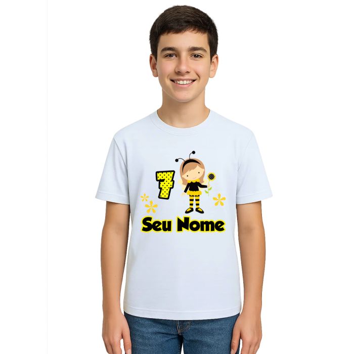 Camiseta Abelha Girl Aniversário Estampa Personalizada