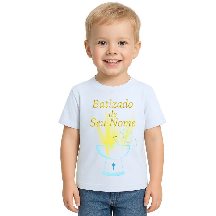 Camiseta Batizado Batismo Religiosa Estampa Personalizada
