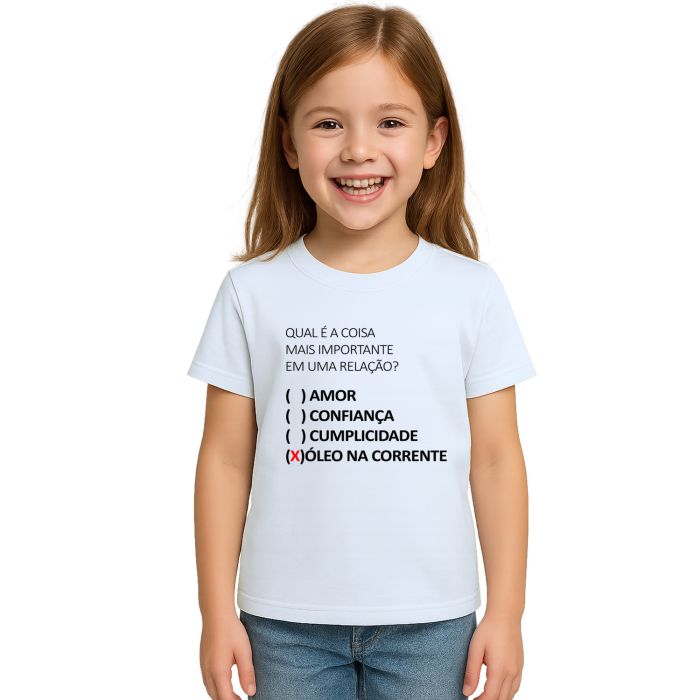 Camiseta Relação Óleo na Corrente Estampa Personalizada