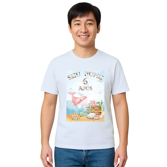 Camiseta Fundo Do Mar Festa Estampa Personalizada