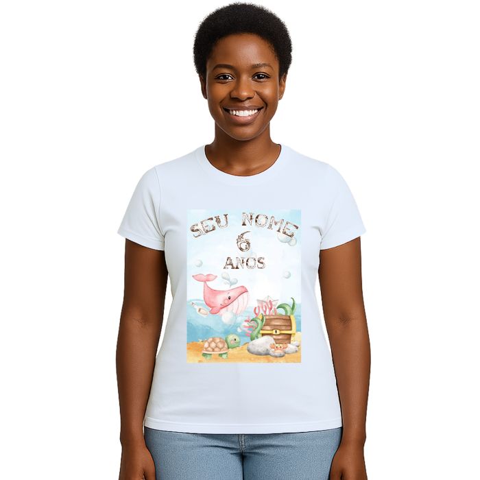 Camiseta Fundo Do Mar Festa Estampa Personalizada