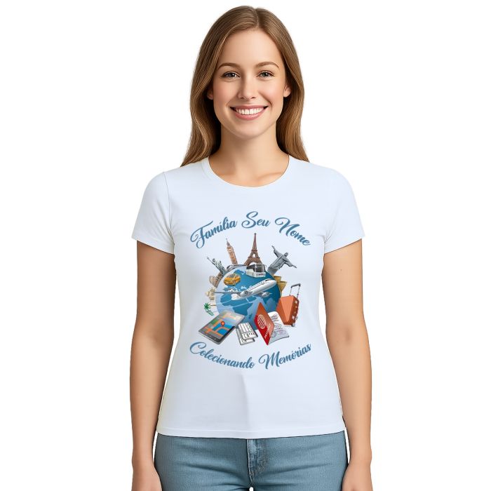 Camiseta Viagem Colecionando Memórias Personalizada