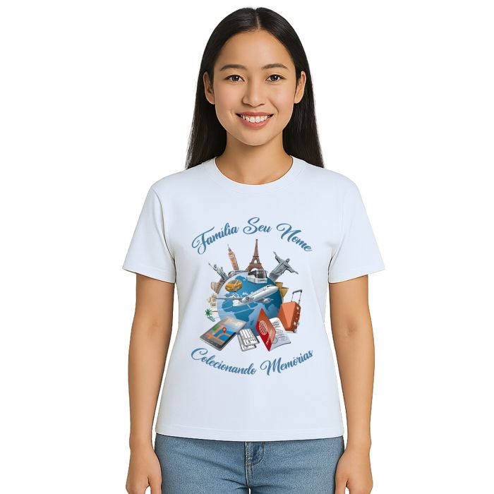 Camiseta Viagem Colecionando Memórias Personalizada