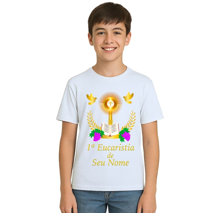 Camiseta Primeira Eucaristia Religiosa Personalizada