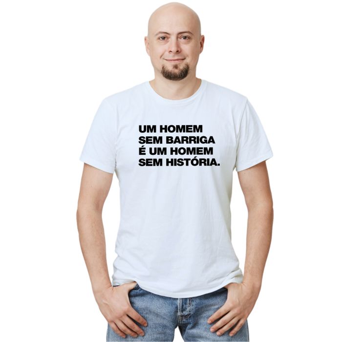 Camiseta Homem sem Barriga e História Personalizada