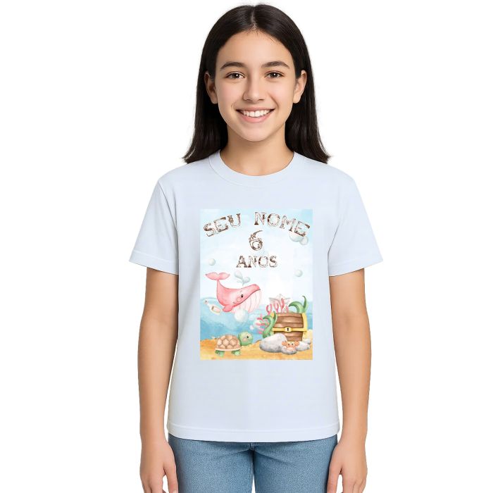 Camiseta Fundo Do Mar Festa Estampa Personalizada