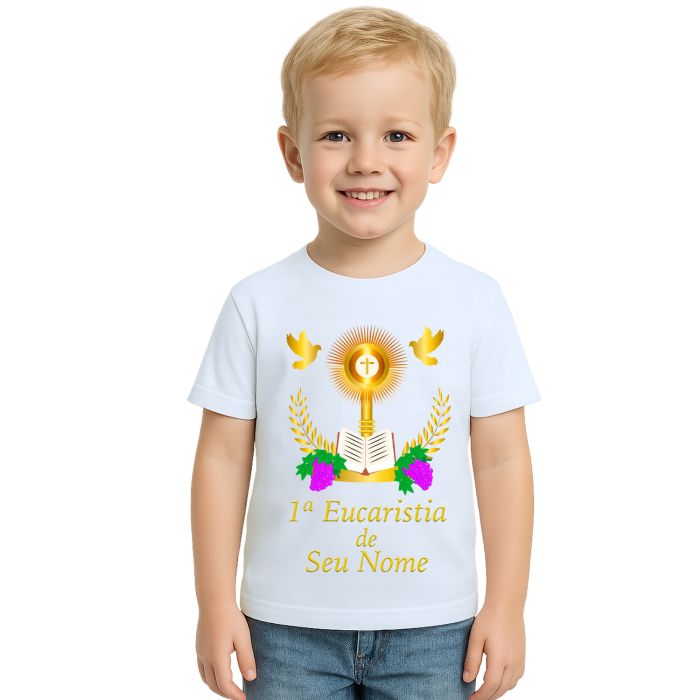 Camiseta Primeira Eucaristia Religiosa Personalizada