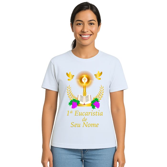 Camiseta Primeira Eucaristia Religiosa Personalizada