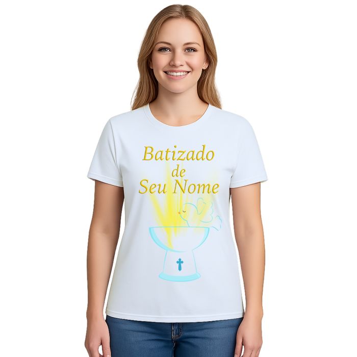 Camiseta Batizado Batismo Religiosa Estampa Personalizada