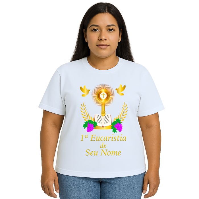 Camiseta Primeira Eucaristia Religiosa Personalizada