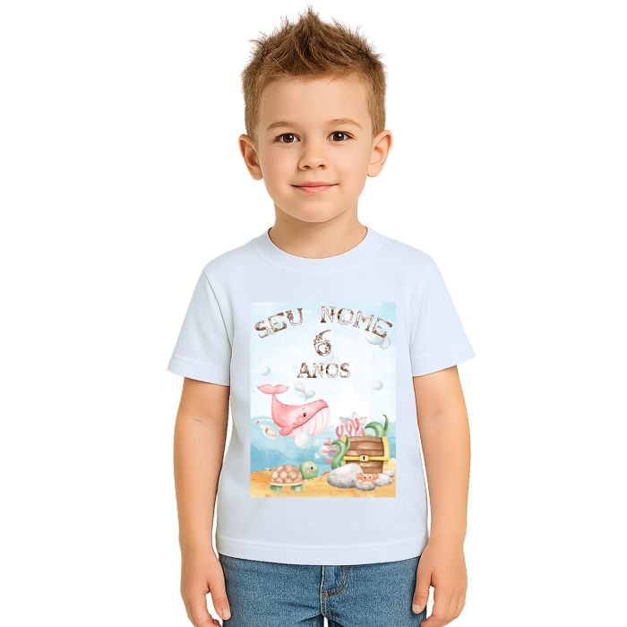 Camiseta Fundo Do Mar Festa Estampa Personalizada