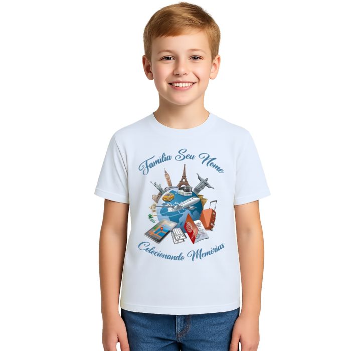 Camiseta Viagem Colecionando Memórias Personalizada