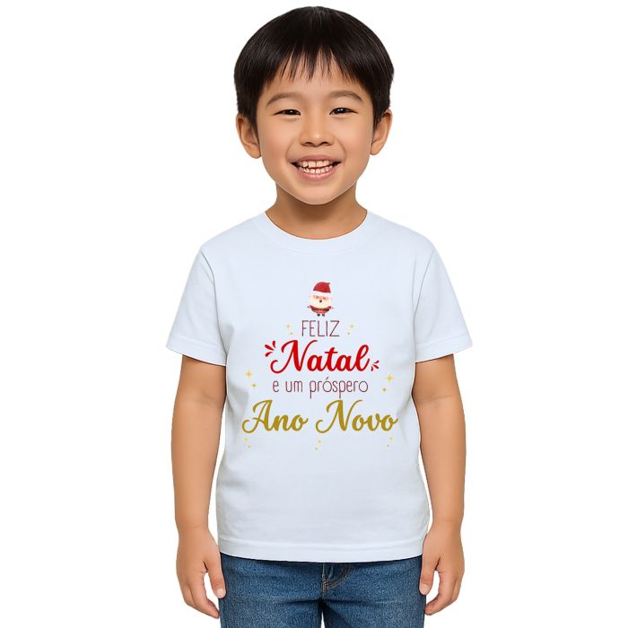 Camiseta Feliz Natal Próspero Ano Novo Personalizada