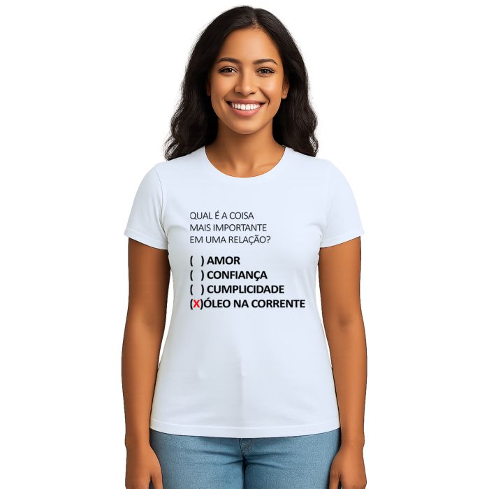 Camiseta Relação Óleo na Corrente Estampa Personalizada