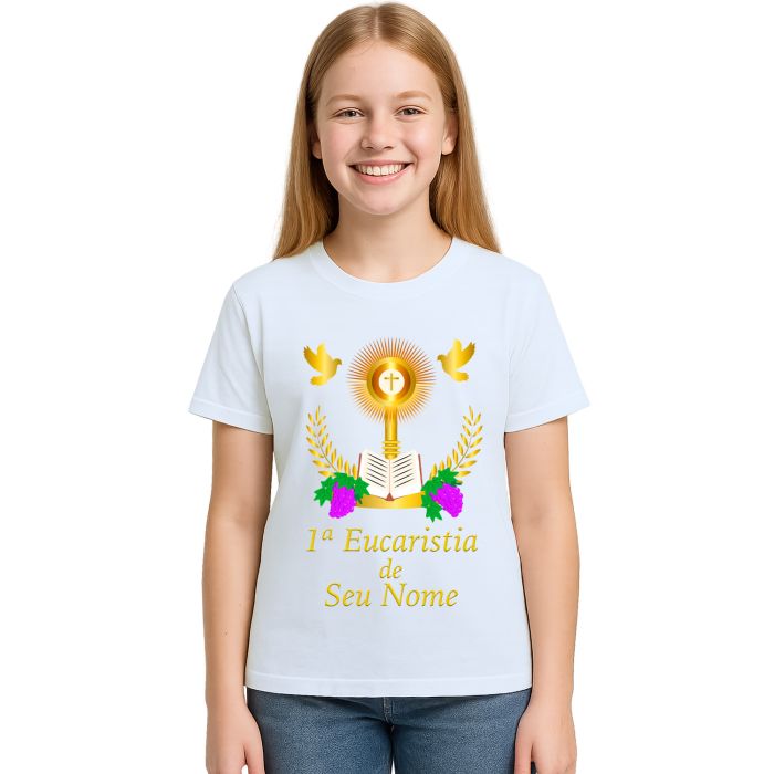 Camiseta Primeira Eucaristia Religiosa Personalizada