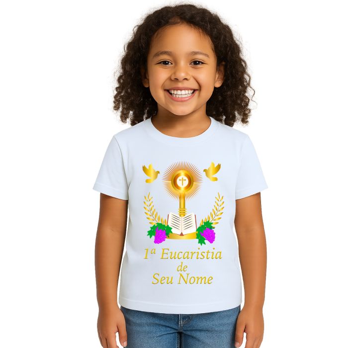 Camiseta Primeira Eucaristia Religiosa Personalizada