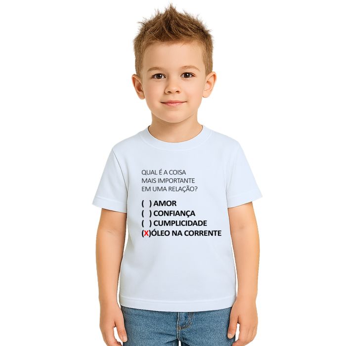 Camiseta Relação Óleo na Corrente Estampa Personalizada