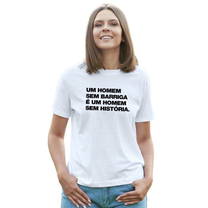 Camiseta Homem sem Barriga e História Personalizada