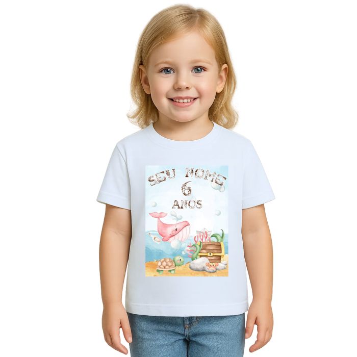 Camiseta Fundo Do Mar Festa Estampa Personalizada